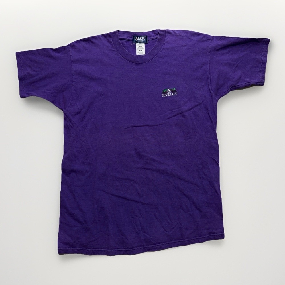 Vintage La Mode Mens XL Silverado Vineyards Napa Valley Embroidered Tee Purple